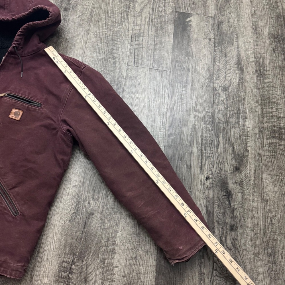 Carhartt Sherpa Lined Hooded Jacket J141 PRT Distressed Faded Grunge Large - Picture 5 of 15